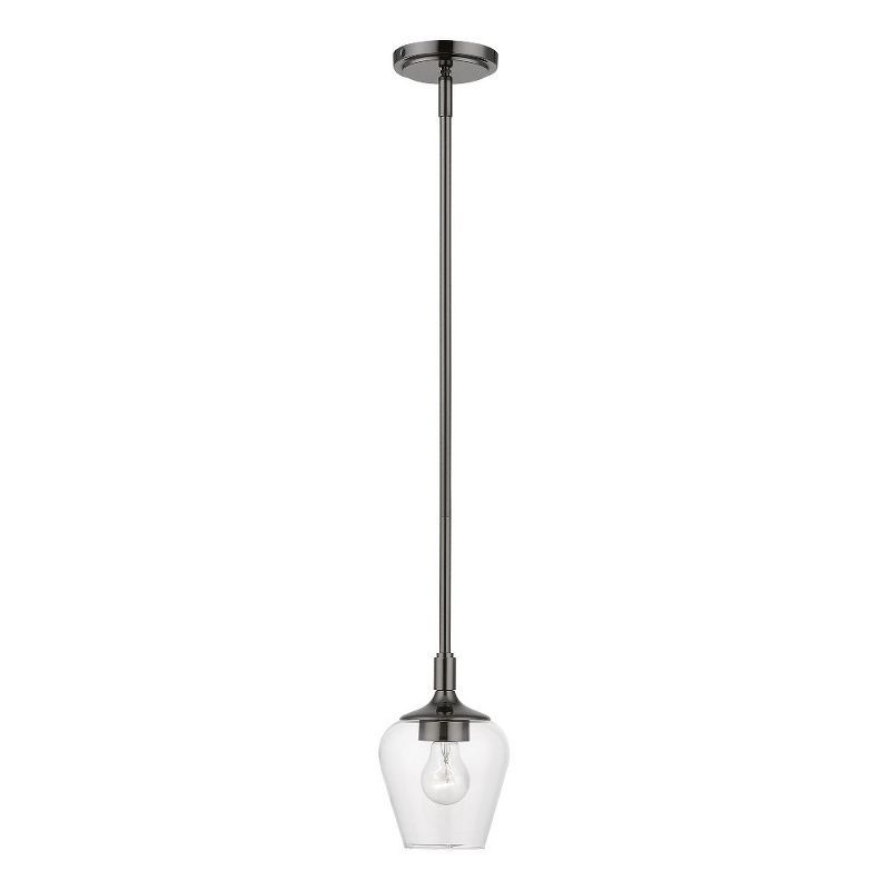 Willow Transitional 1-Light Pendant in Black Chrome with Clear Glass