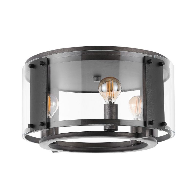 Olen 14" Black and Chrome Glass LED Flush Mount