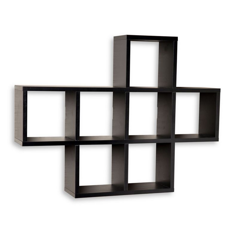 Kids Black MDF Cubby Shelving Unit with 7 Cubbies