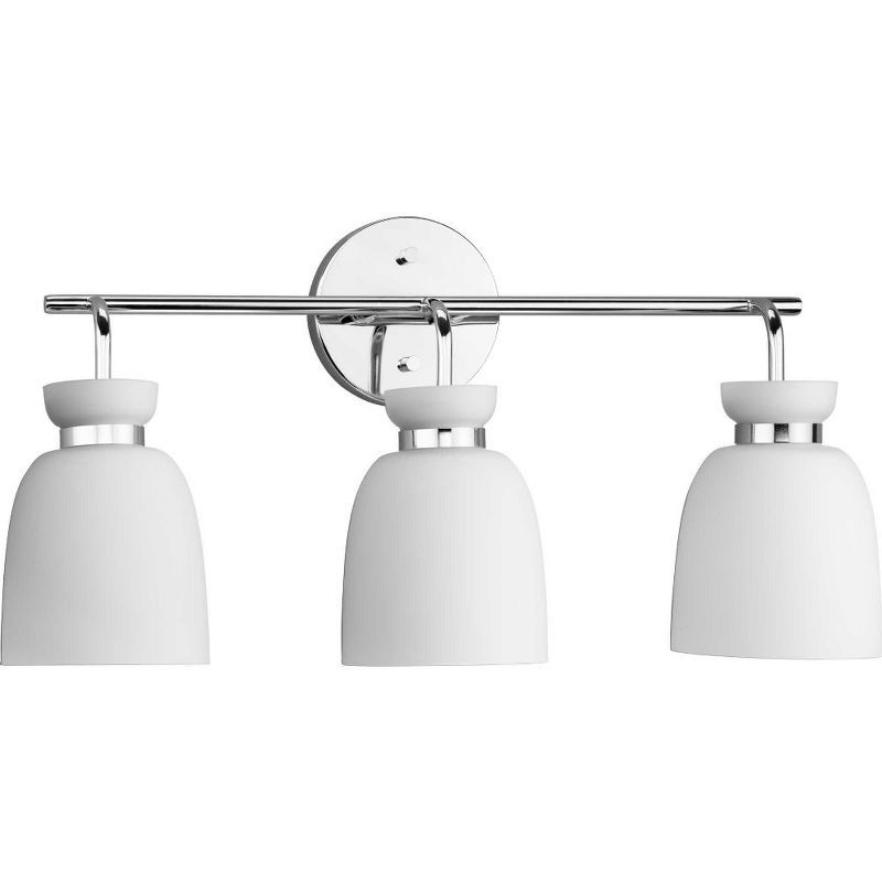 Lexie Polished Chrome 3-Light Vanity with Opal Glass Shades