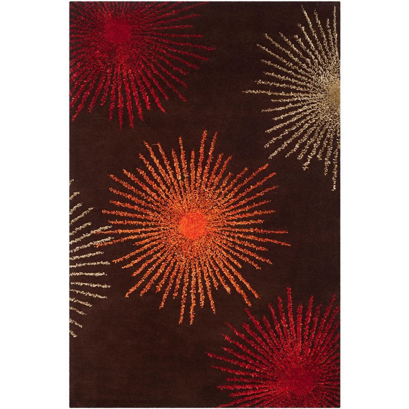 Soho Brown and Red Wool Tufted 8' x 10' Area Rug