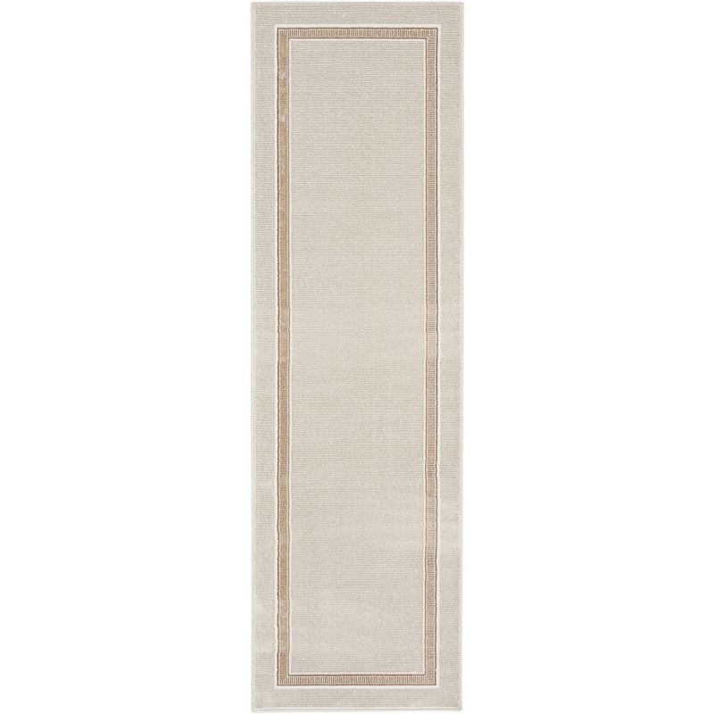 Ivory Cream Art Deco Geometric Easy-Care Area Rug 2'3" x 7'6"