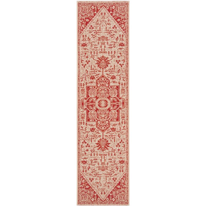 Coastal Charm Red & Creme Stain-Resistant Runner Rug - 2'2" x 10'