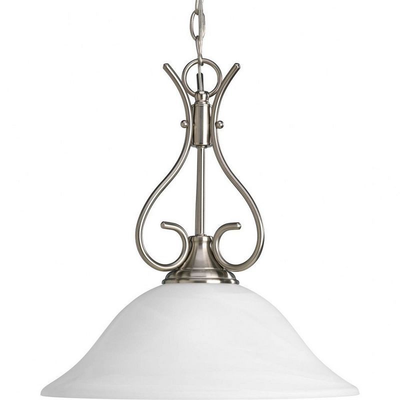 Brushed Nickel Alabaster Glass 18" Pendant Light