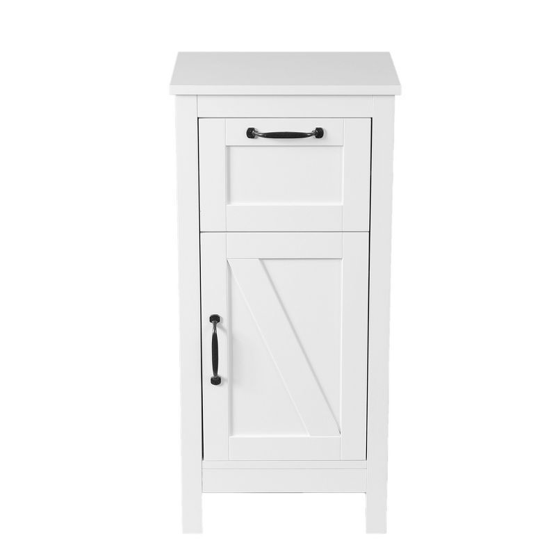 Sleek White MDF Wood Bathroom Storage Cabinet with Adjustable Shelf