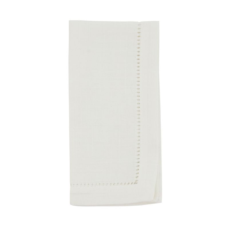 Ivory Hemstitched Border Cotton Dinner Napkins, Set of 12