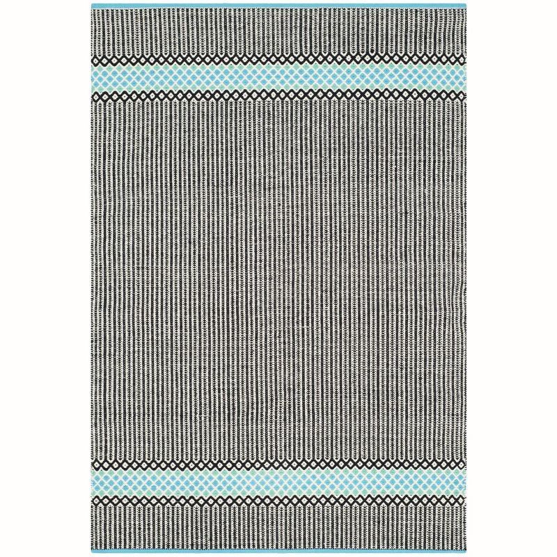 Coastal Breeze Hand-Woven Cotton Flatweave Blue Rug 4'x6'