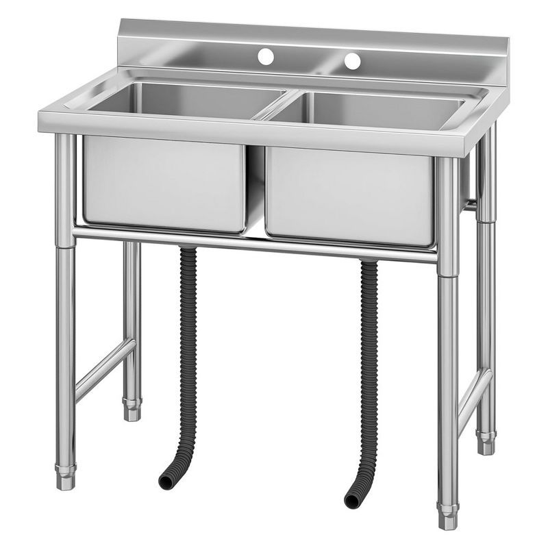 Stainless Steel Double Bowl Freestanding Utility Sink