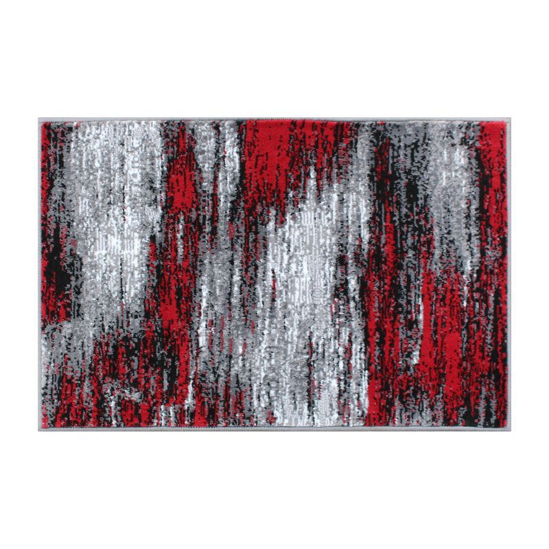 Red and Gray Tufted Synthetic 5' x 7' Area Rug