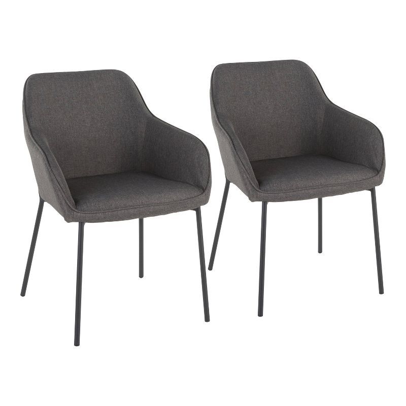Charcoal Gray Upholstered Arm Chair with Black Metal Legs