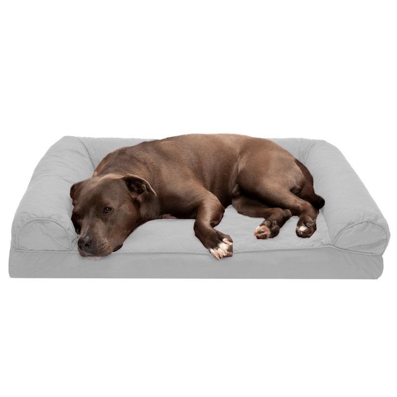 Silver Gray Large Quilted Orthopedic Foam Dog Sofa Bed