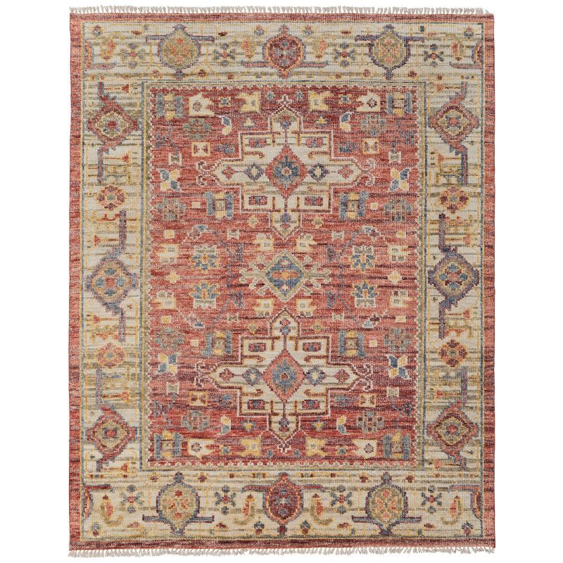 Hand-Knotted Red Wool Oriental Area Rug, 5' x 8'