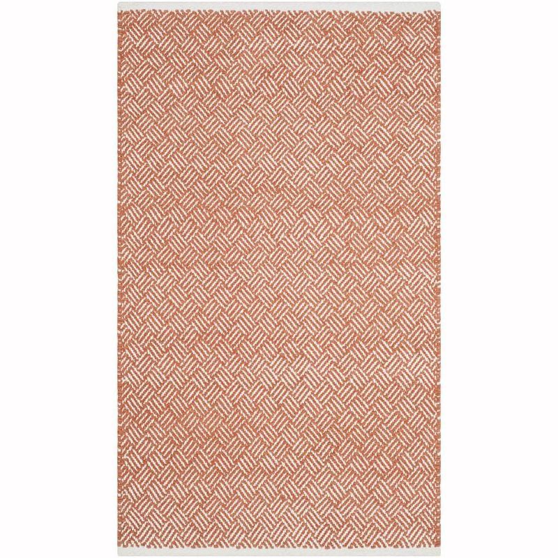 Handmade Orange Geometric Wool and Cotton 4' x 6' Area Rug