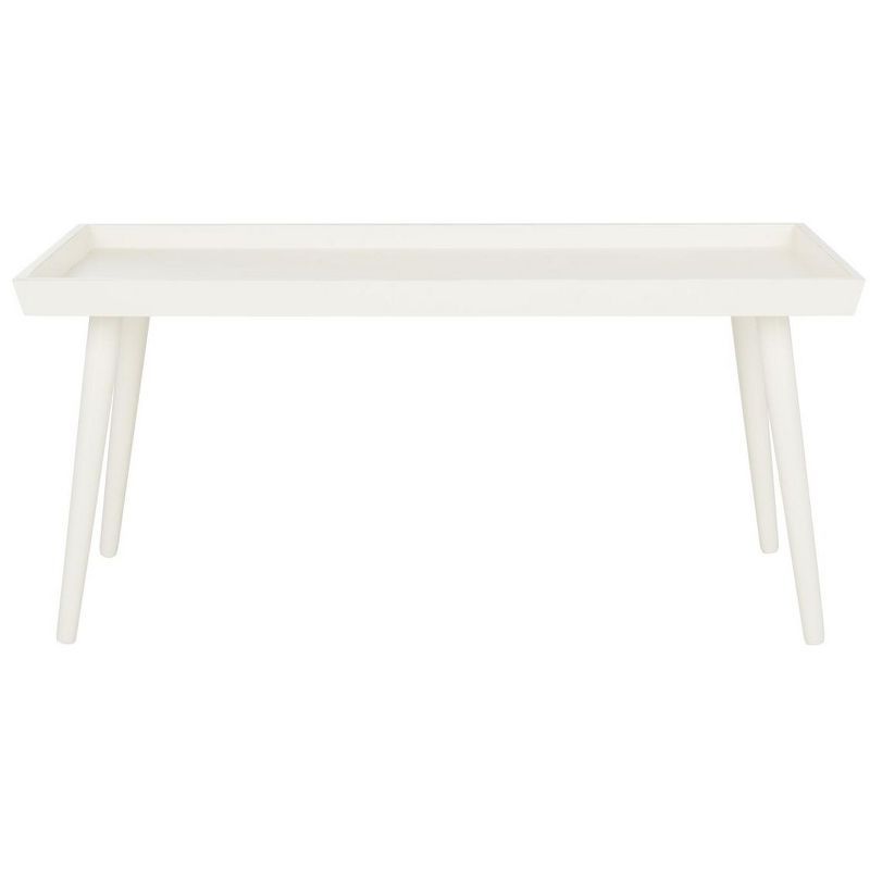 Urban Transitional 42'' Rectangular White Wood Coffee Table with Tray