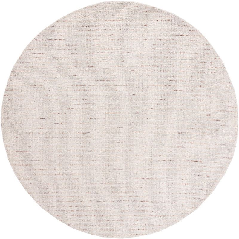 SAFAVIEH Abstract Delia Geometric Striped Wool Area Rug, Ivory/Brown, 6' x 6' Round