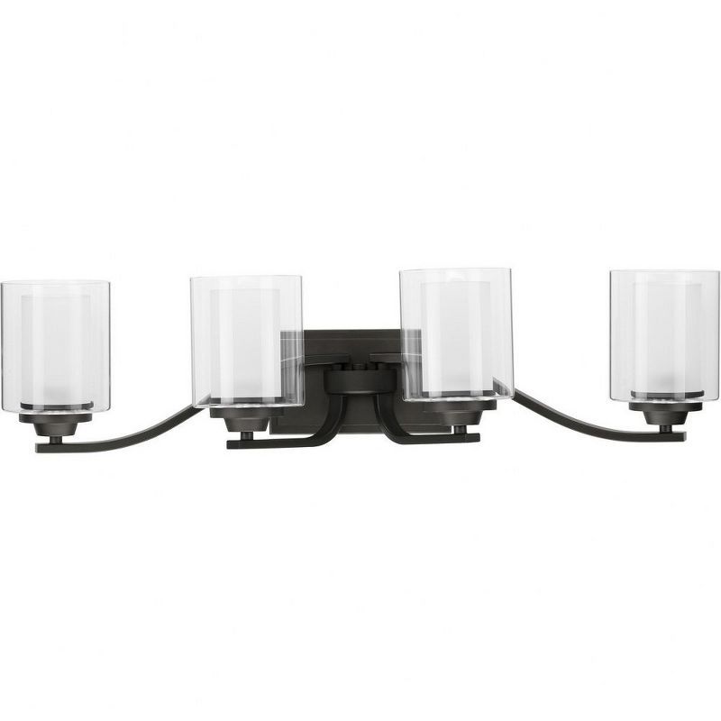 Graphite Nickel 4-Light Wall Bracket with Etched Glass Shades