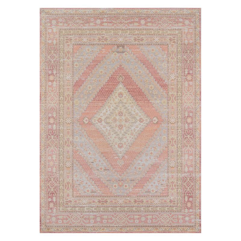 Elegant Pastel Pink Braided Synthetic Rectangular Rug