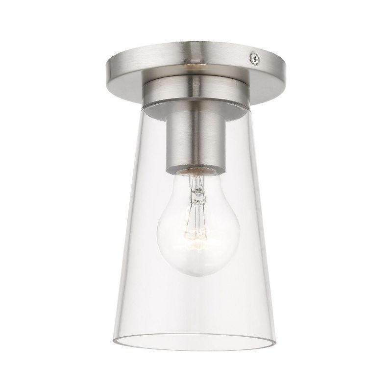 Brushed Nickel Clear Glass 1-Light Flush Mount