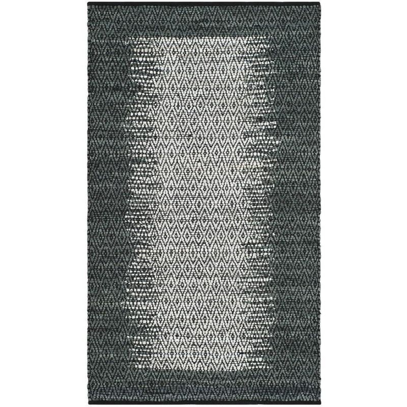 Handmade Light Grey and Charcoal Cowhide Area Rug, 3' x 5'