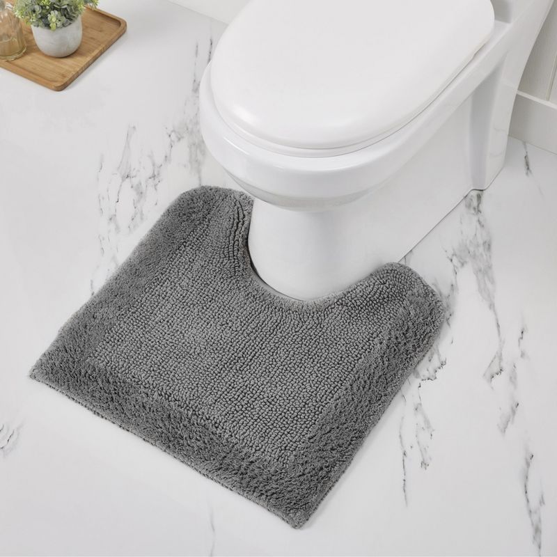 Gray 20" x 20" Cotton Reversible Contour Bath Rug