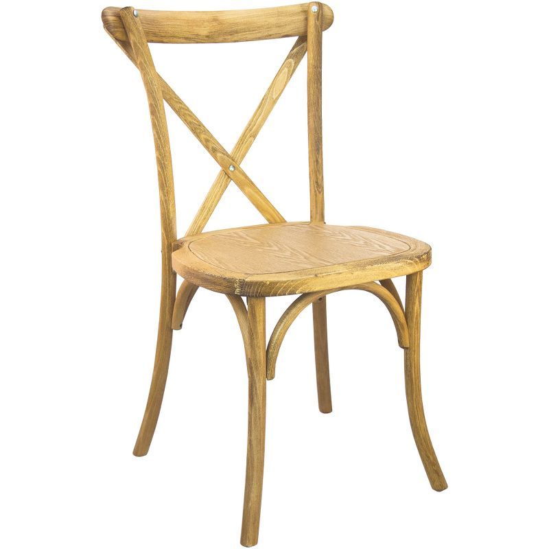 Hand Scraped Natural Wood X-Back Dining Chair