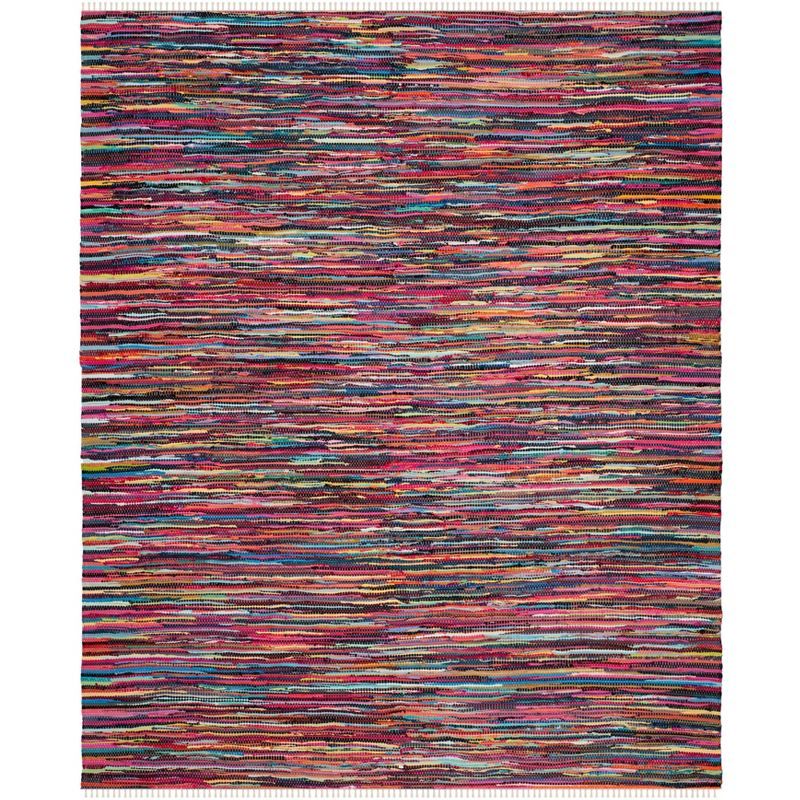 Handmade Boho Stripe Cotton Area Rug, 8' x 10', Multicolor