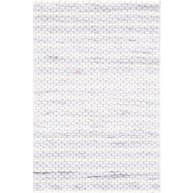 Marbella Light Grey/Ivory Flat Woven Wool Area Rug 3' x 5'