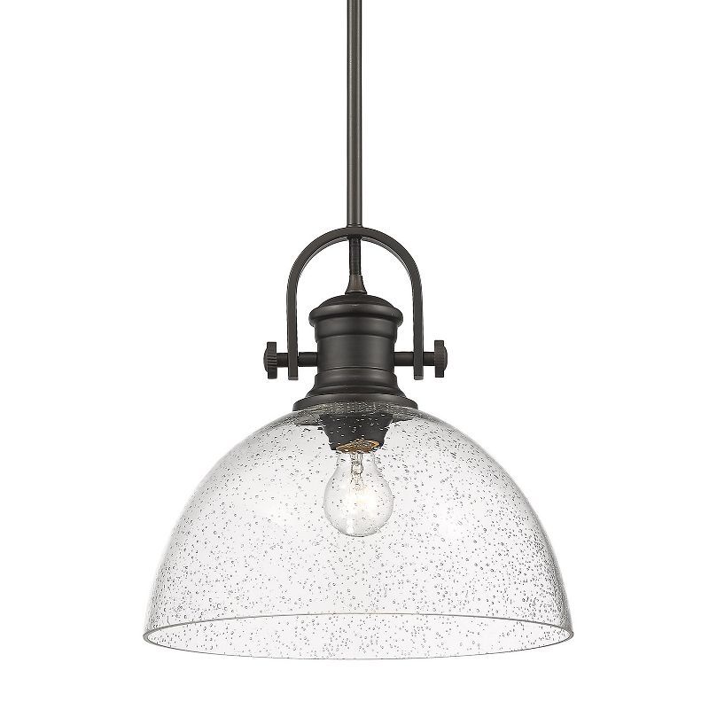 Hines 14" Rubbed Bronze Glass Pendant Light