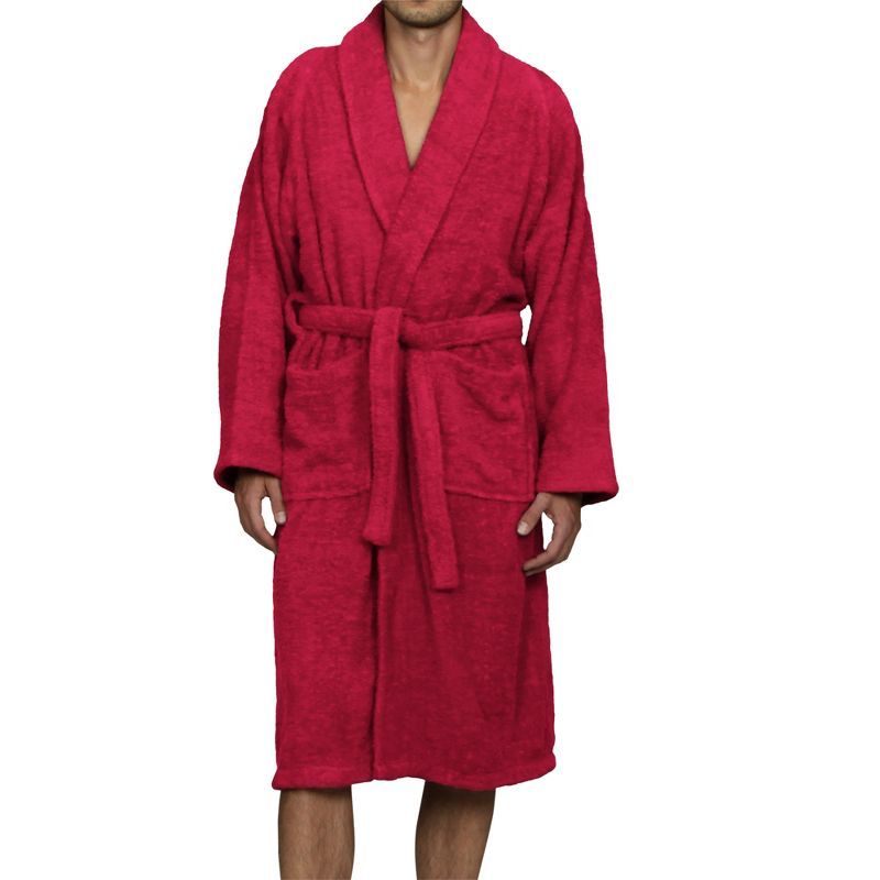 Medium Cranberry Cotton Terry Unisex Bathrobe