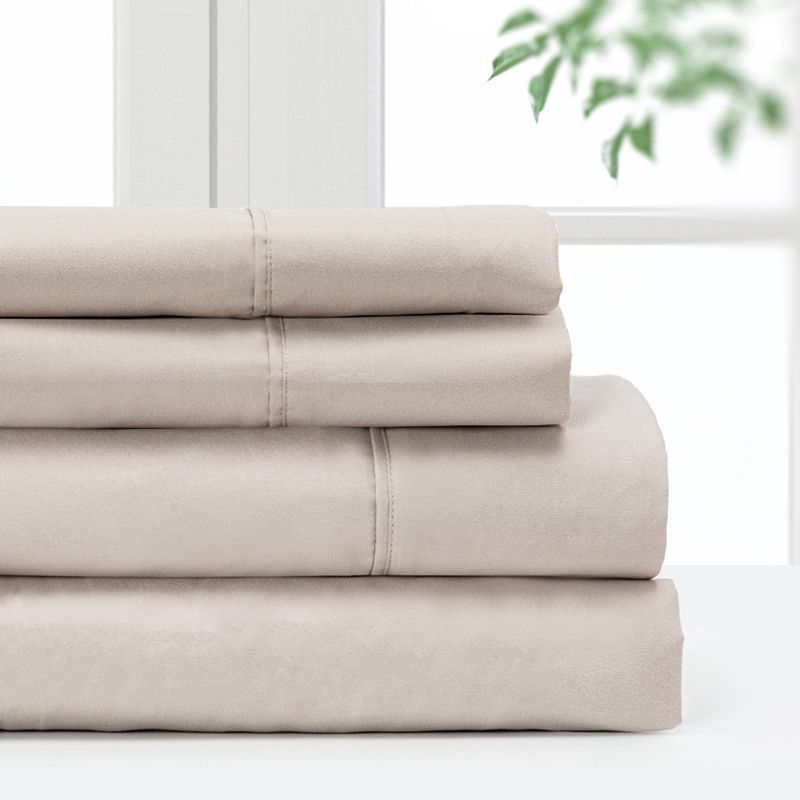 Ivory Twin Deep Pocket Microfiber Polyester Sheet Set