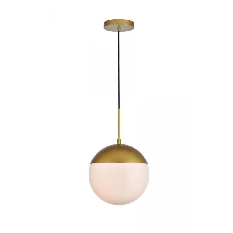Elegant Brass Pendant Light with Frosted White Glass Shade