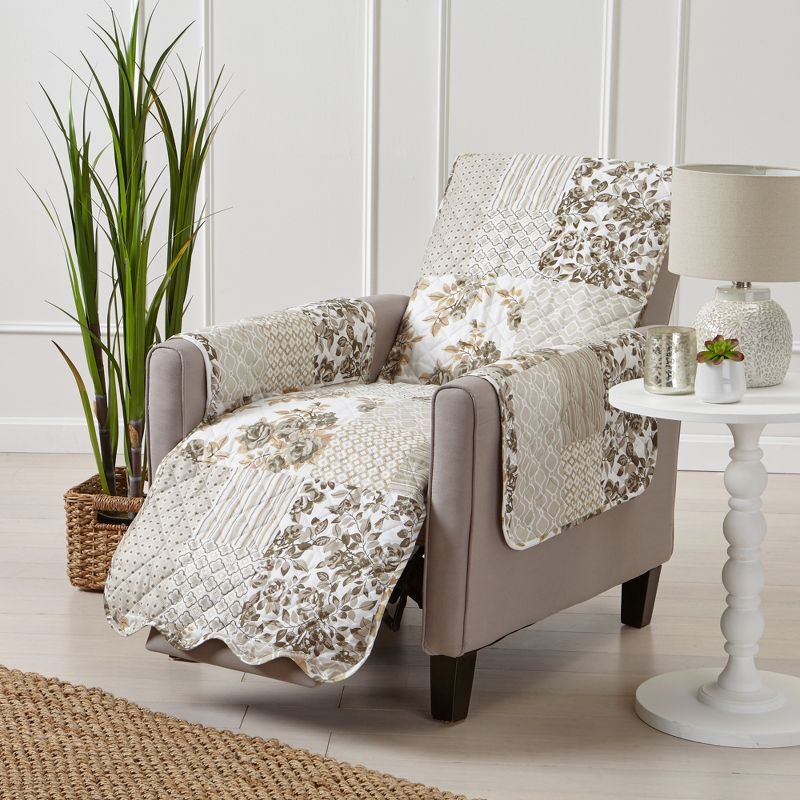 Taupe Reversible Patchwork Recliner Furniture Protector