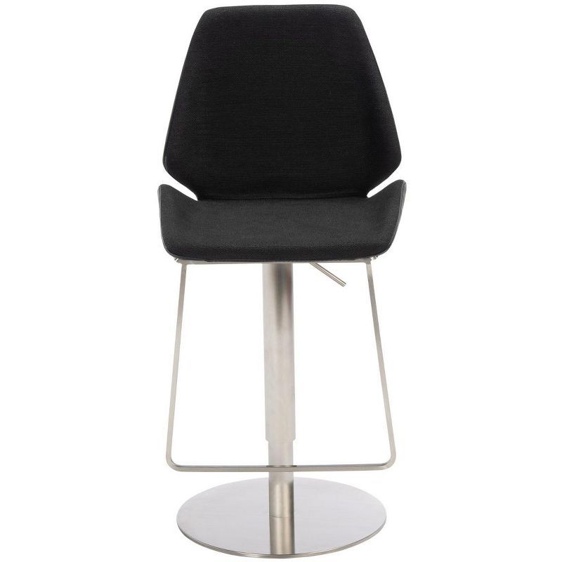 Sleek Saddle-Style 24" Black Leather & Metal Barstool