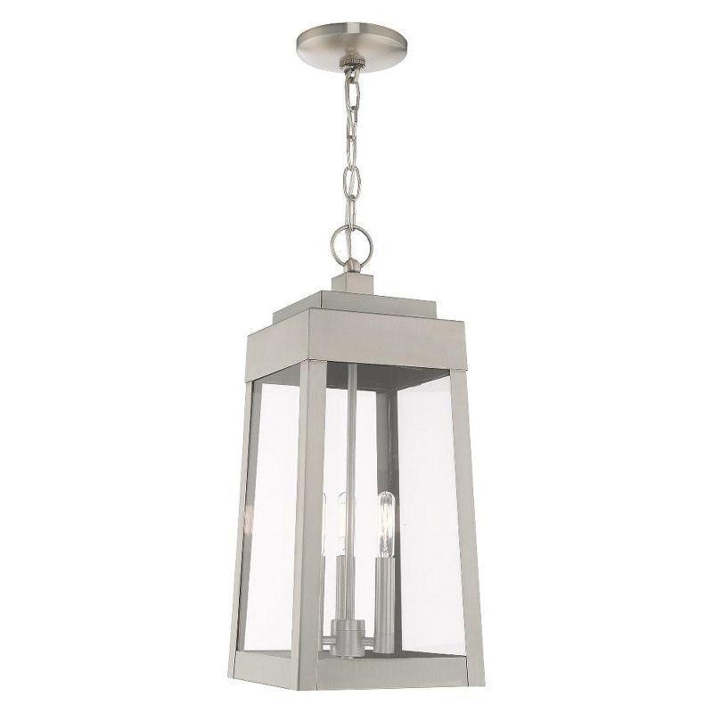 Oslo Brushed Nickel 3-Light Indoor/Outdoor Pendant with Clear Glass