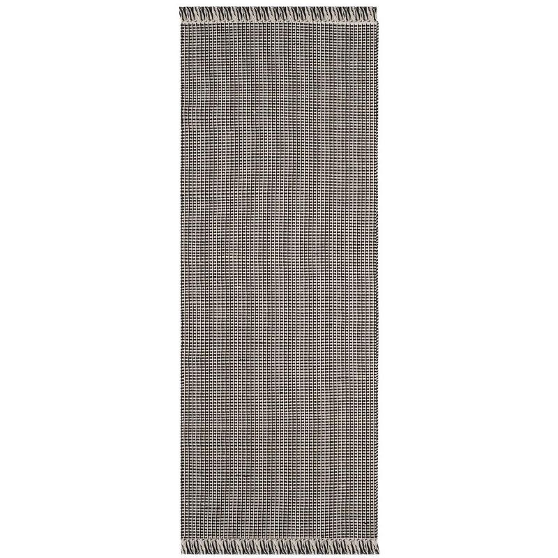 Montauk Black and Ivory Flat Woven Wool Cotton Runner Rug