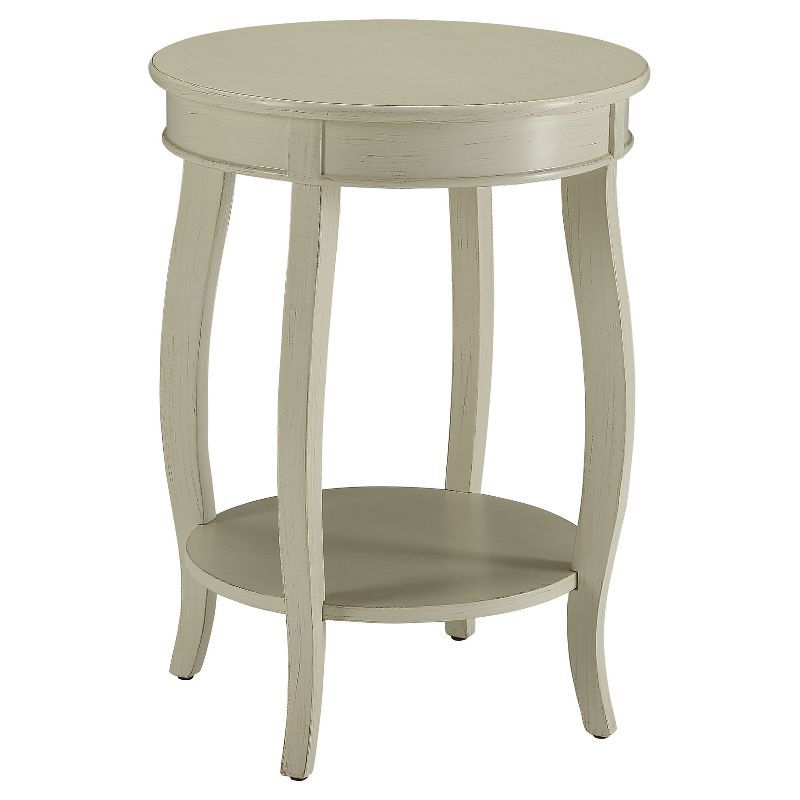 Aberta Round Off-White Wood End Table