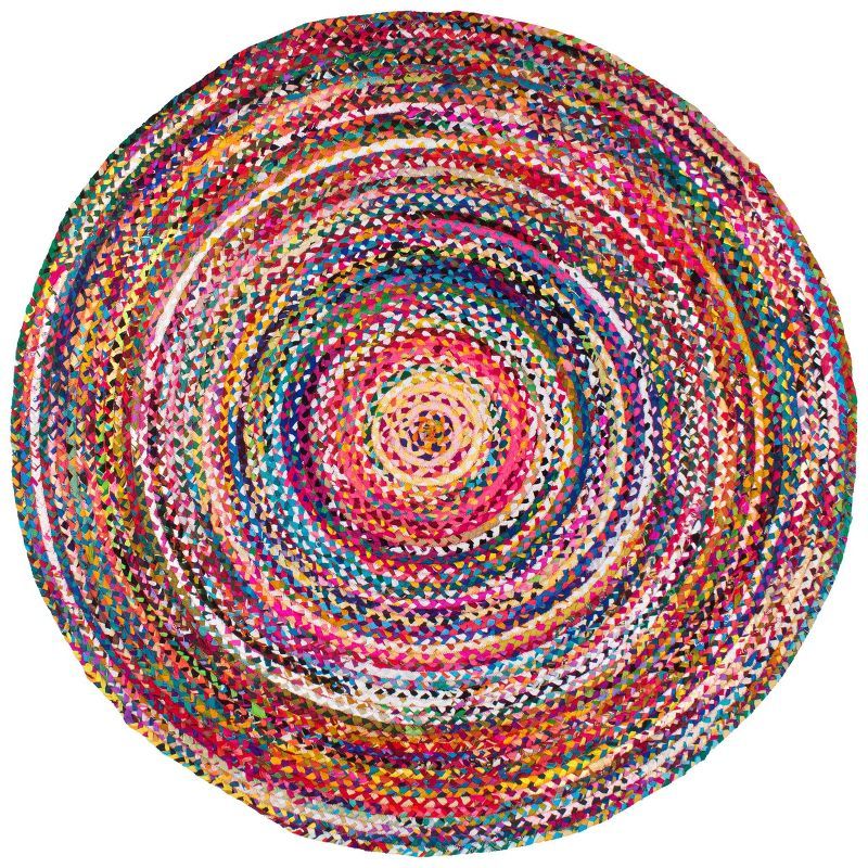 Handmade Multicolor Cotton Braided Round Area Rug