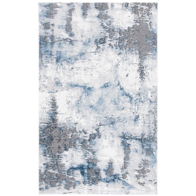 Eclipse Gray Abstract Hand-Knotted 2'7" x 5' Easy-Care Rug