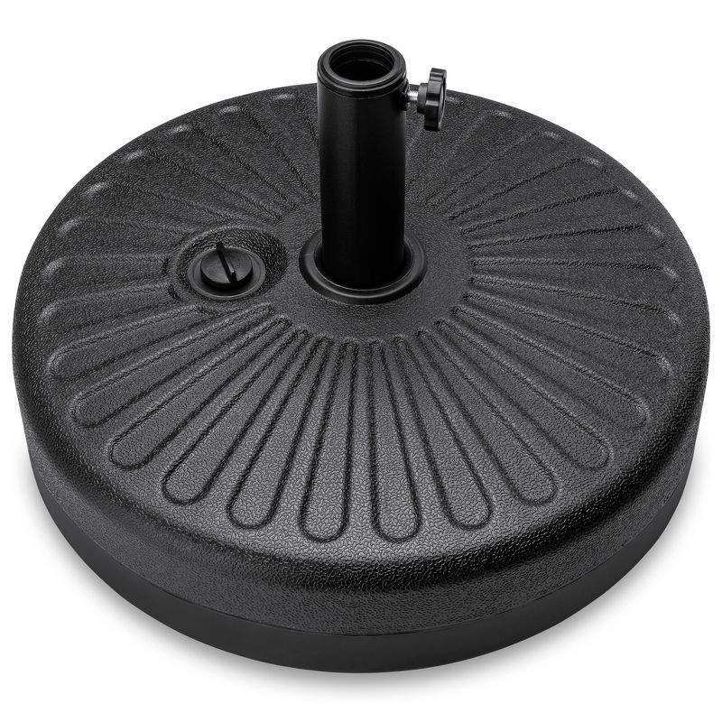 Black Fillable Plastic Patio Umbrella Base Stand with Metal Pole Holder