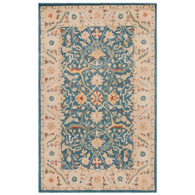 Blue Hand-Tufted Wool Reversible Area Rug, 3' x 5'