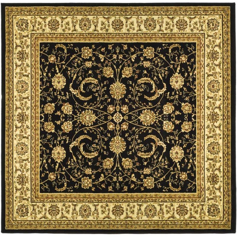 Black and Ivory Safavid Style Synthetic Area Rug