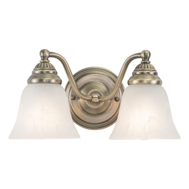 Elegant Antique Brass Vanity Light with Alabaster Glass Shades