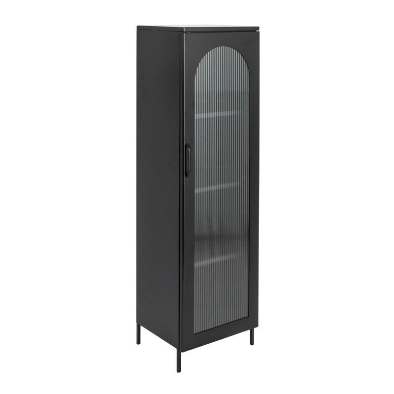 Solstice Tall Black Metal Accent Cabinet with Adjustable Shelves