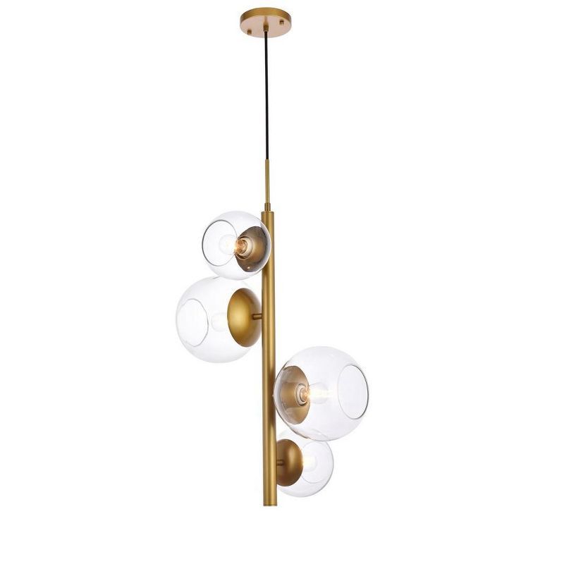 Elegant Brass Globe Pendant with Clear Glass Shade