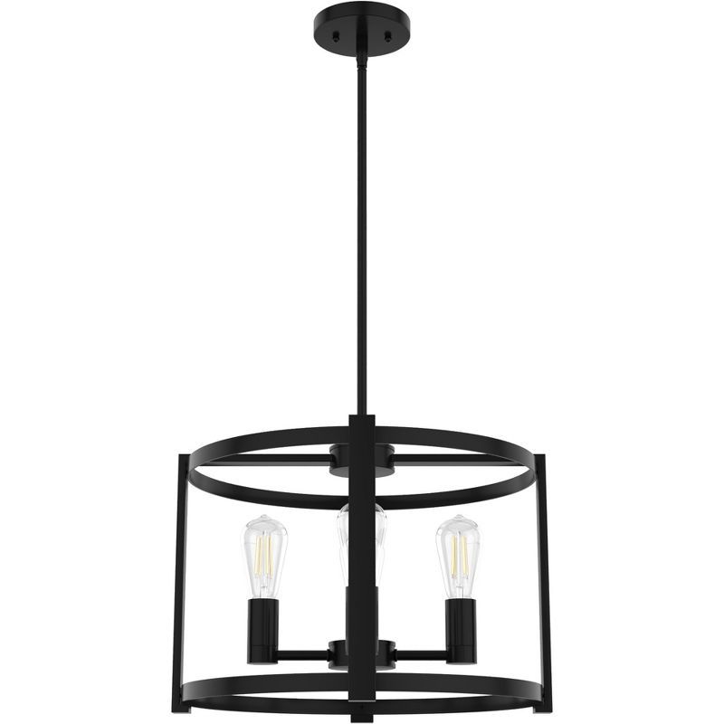 Astwood Matte Black 18" Drum Chandelier with Art Deco Detailing