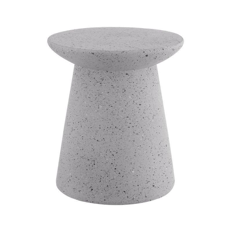 Hollie 18" Minimalist Modern Drum Accent Table Pedestal, Gray Terrazzo Finish