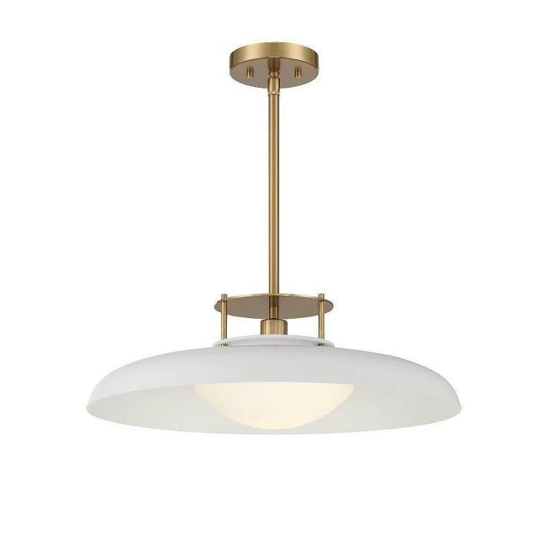 Gavin White and Brass Modern Glass Pendant Light