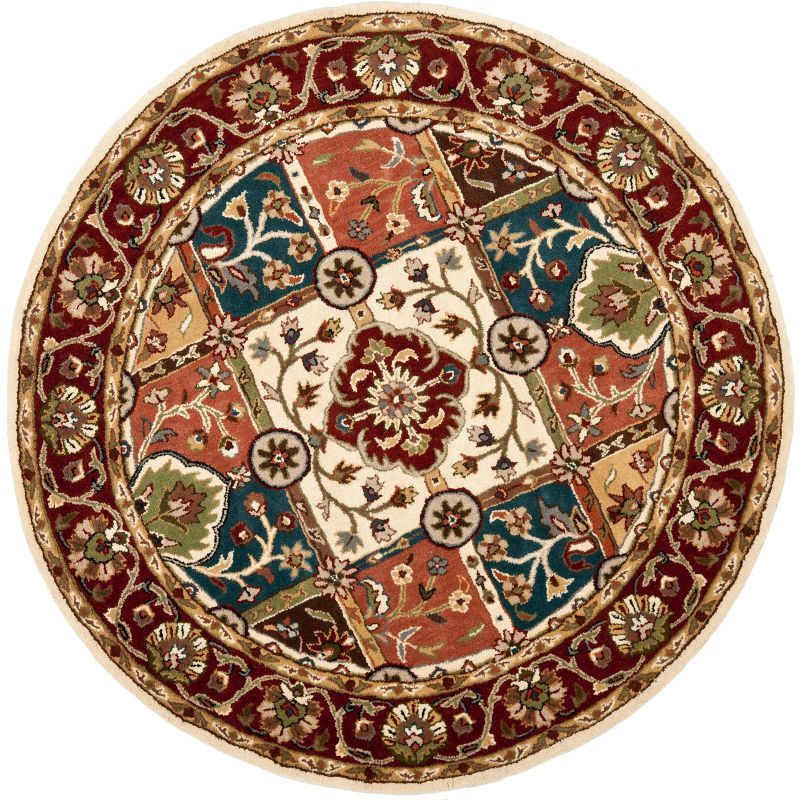 Hand-Tufted Round Multi-Color Wool Area Rug, 3'6"