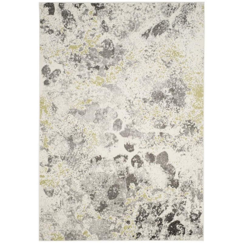 Ivory and Grey Watercolor Power Loomed Area Rug 5'3"x7'6"