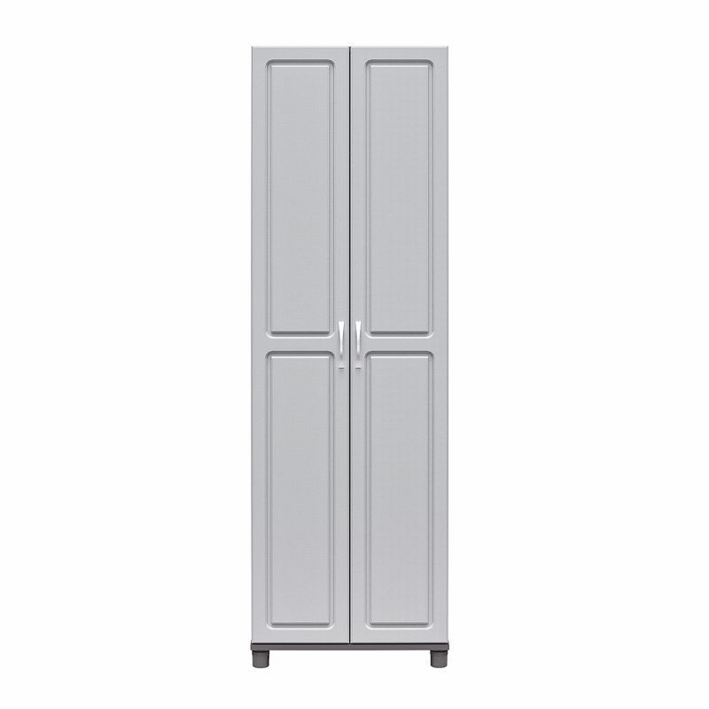 Gray Laminated MDF Freestanding Utility Storage Cabinet with Adjustable Shelving